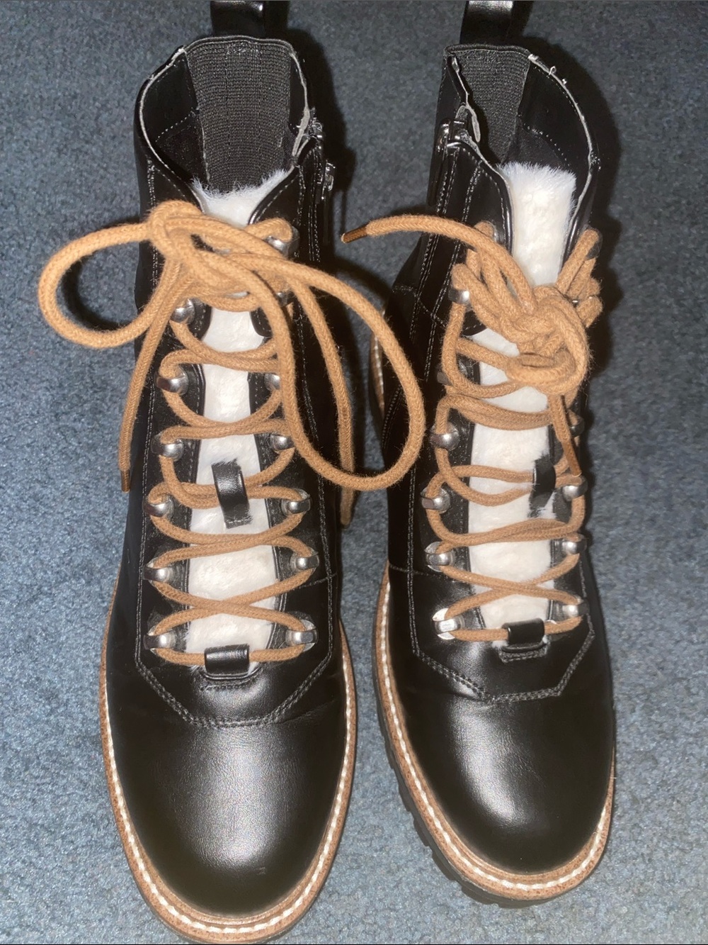 Women’s Black Lace-Up Faux Shearling Boots size 8.5